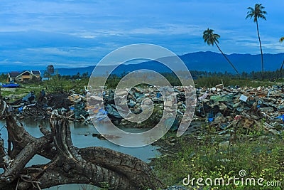 Earthquake and liquefaction natural disasters Stock Photo