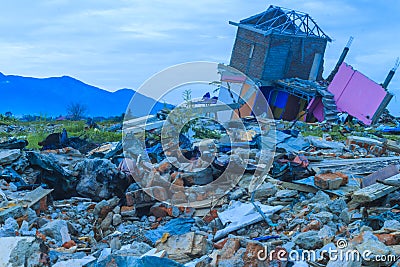 Earthquake and liquefaction natural disasters Stock Photo