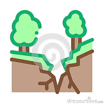 Earthquake rupture of forest icon vector outline illustration Vector Illustration