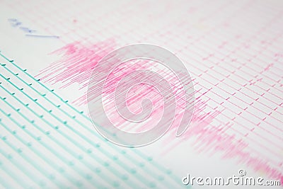 Earthquake wave on a graph paper Stock Photo