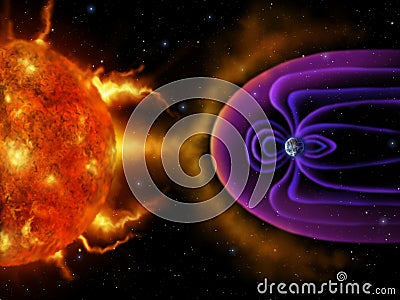 Earths Magnetosphere - Digital Painting Cartoon Illustration