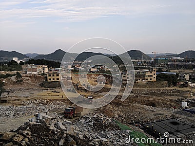 Earthwork construction site,Worksite background Editorial Stock Photo