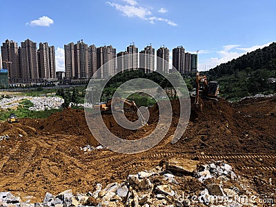 Earthwork construction site,Worksite background Editorial Stock Photo
