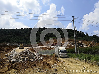 Earthwork construction site,Worksite background Editorial Stock Photo