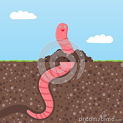 Earthworm cartoon character icon sigh. Vector Illustration