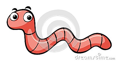 Earthworm crawling on white background Vector Illustration