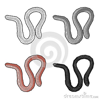 Earthworm icon in cartoon style isolated on white background. Insects symbol stock vector illustration. Vector Illustration