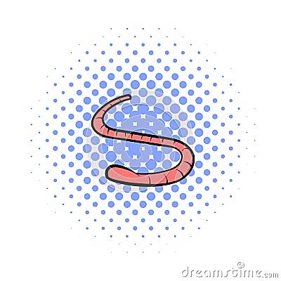 Earthworm icon, comics style Stock Photo