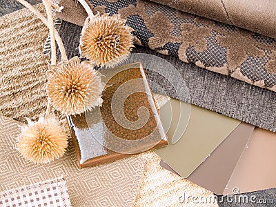 Earthy brownish interior design plan Stock Photo