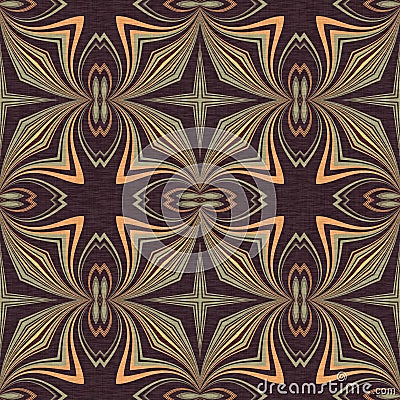 Earthy colours retro sixties geometric seamless pattern in variegated brown tones. Modern vintage geo woven textile Stock Photo