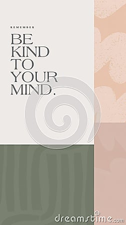 Earthy Simple Cute Kindness Quote Phone Wallpaper Stock Photo