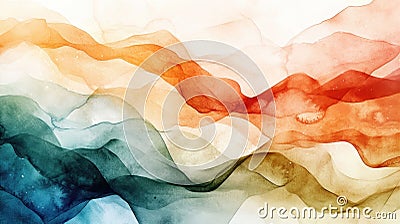 Earthy Watercolor Textures in Flowing Patterns Cartoon Illustration