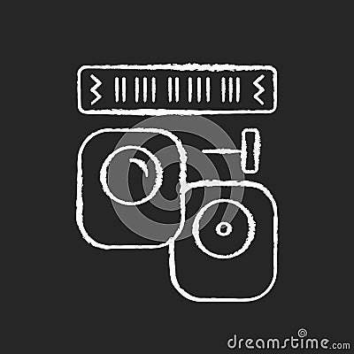 EAS tags and labels chalk white icon on black background Vector Illustration