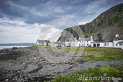 Easdale Village houses in Argyle with a stormy looking sky Stock Photo