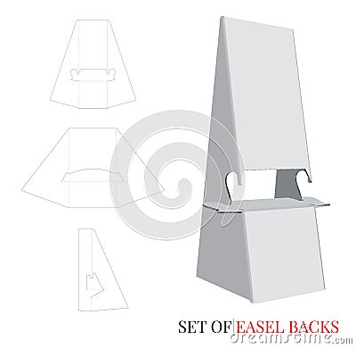 Easel Backs Template, Double Wing. Vector with die cut / laser cut lines Vector Illustration