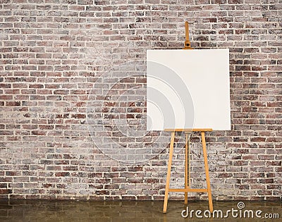 Easel with blank canvas Stock Photo