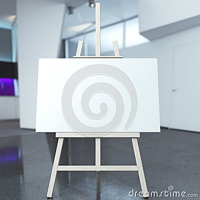 Easel with empty canvas in modern interior Stock Photo