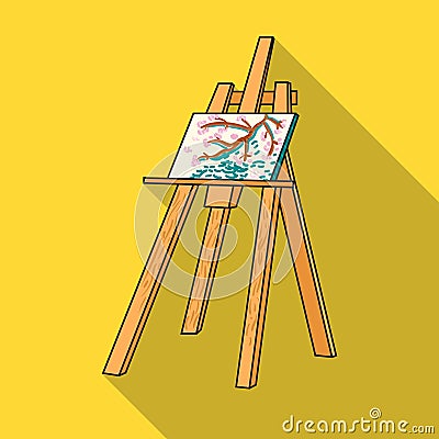 Easel with masterpiece icon in flat style isolated on white background. Artist and drawing symbol stock vector Vector Illustration
