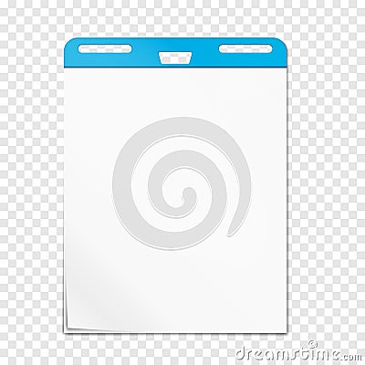 Easel pad on transparent background, vector mockup. Flipchart sticky blank white paper block, realistic mock-up Vector Illustration