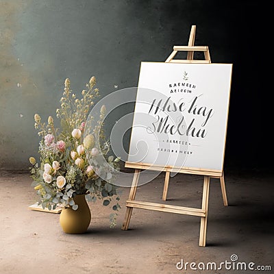 Easel Sign Mockup Wedding Sign Mockup Stock Photo