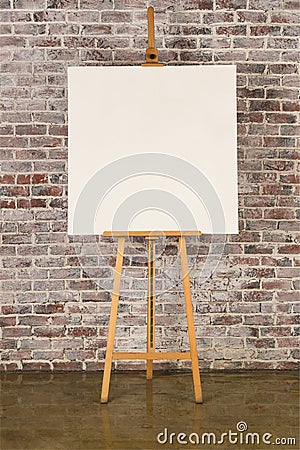 Easel with square canvas Stock Photo