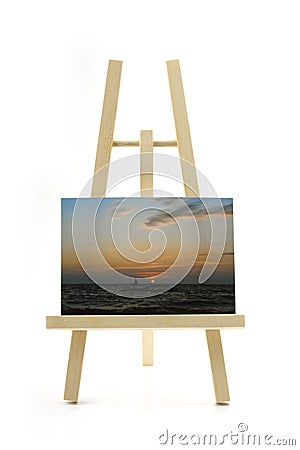 easel with sunset photo Stock Photo