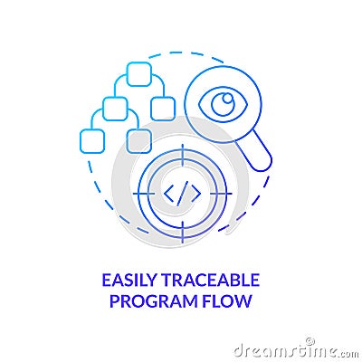 Easily traceable program flow blue gradient concept icon Vector Illustration