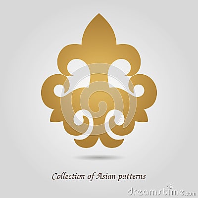 East asian pattern.golden abstract pattern. Asian floral designs Vector Illustration