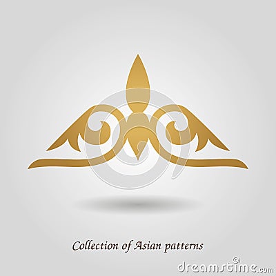 East asian pattern.golden abstract pattern. Asian floral designs. National Stylomad: Kazakhs, Kyrgyz, Tatars Vector Illustration
