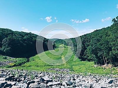 East Branch Dam summer view in Torrington Stock Photo