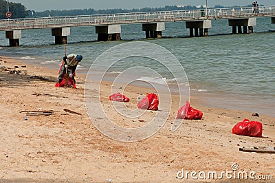 East Coast Beach Clean Up in Singapore Editorial Stock Photo