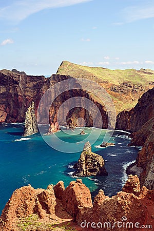 East coast of Madeira island, Ponta de Sao Loure Stock Photo