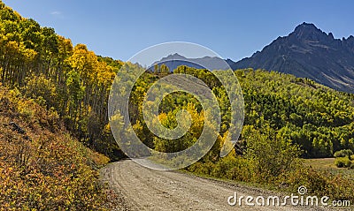 East Dallas Aspen Road to Mount Sneffels Stock Photo