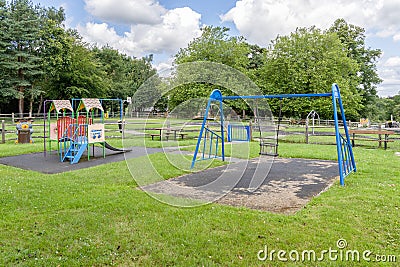 Playground closed due to coronavirus in East Grinstead on July 10, 2020 Editorial Stock Photo