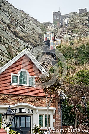 The East Hill Cliff Funicular Railway in Hastings Editorial Stock Photo