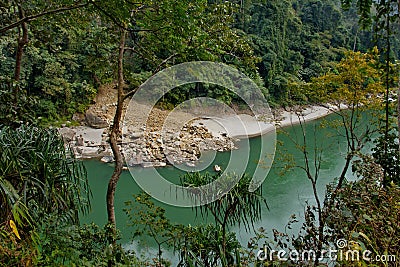 A calm mountain river of the Himalayas Stock Photo