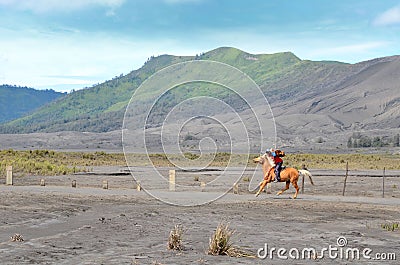 East Java, Indonesia - May 12, 2016 : Unidentified horse riders for rent to Mount Bromo in East Java, Editorial Stock Photo