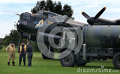 East Kirkby airfield. Lincolnshire. UK. 30/08/2019. Lancaster bomber undergoing restoration. Editorial Stock Photo