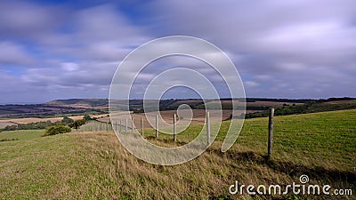 Long exposure view over South Downs from near East Meon Stock Photo