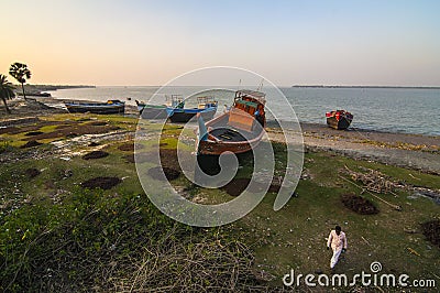 The fishing boats are waiting for it`s next venture. Editorial Stock Photo