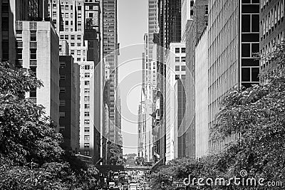 East 42nd Street during summer heat wave, New York City. Stock Photo