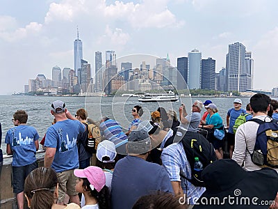 East River Cruise Passengers in New York City Editorial Stock Photo