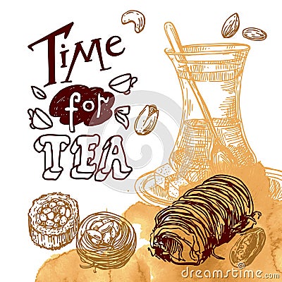 East tea illustration Vector Illustration