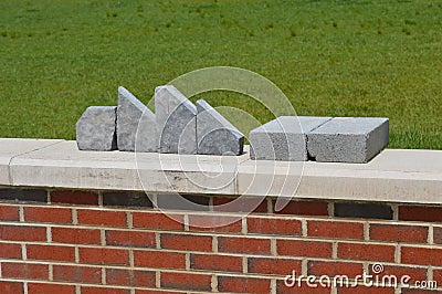 East Tennessee State University - Arrangement of Blocks on a Brick Wall Editorial Stock Photo