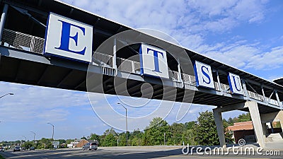 East Tennessee State University - Pedestrian Bridge Over Busy Street Editorial Stock Photo