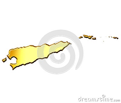 East Timor 3d Golden Map Stock Photo