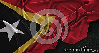 East Timor Flag Wrinkled On Dark Background 3D Render Stock Photo