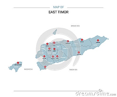 East Timor map vector with red pin. Vector Illustration