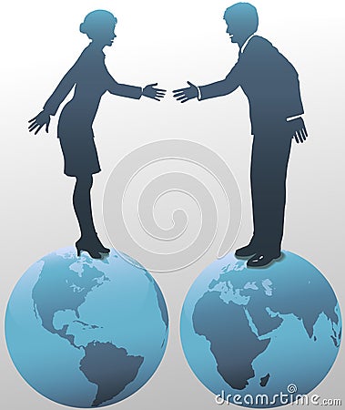 East West Business People on World Globe Vector Illustration