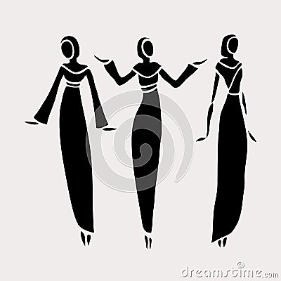 East women in veiled. Vector Illustration